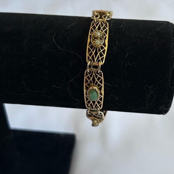 Vintage Goldett NY Bracelet Victorian Style with Stone Embellishments - Picture 1 of 6